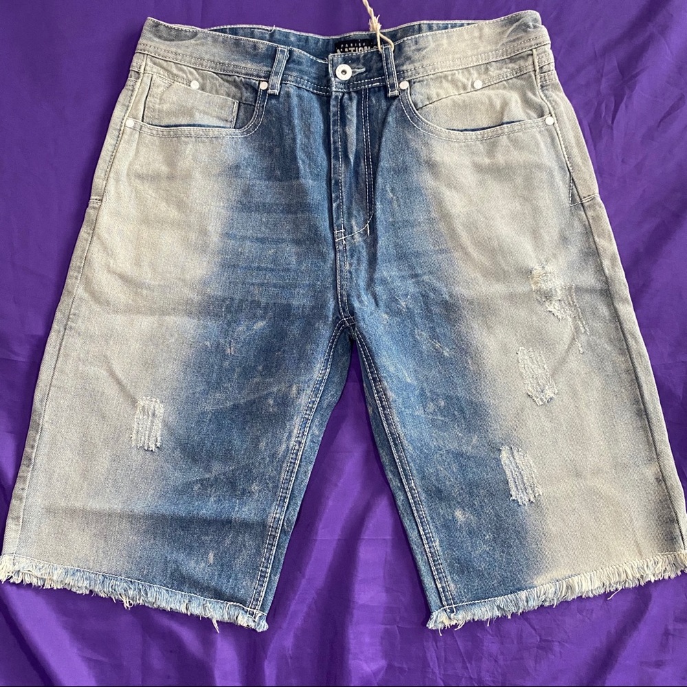 Men’s Parish Nation Blue White Rinse Denim Shorts